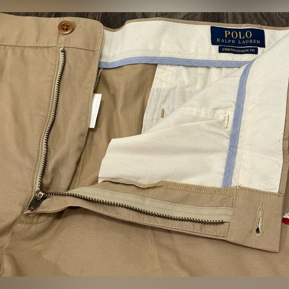 Men’s Polo Ralph Lauren Brown Embroidered Dogs Chino Stretch Shorts- 38 - Picture 7 of 14